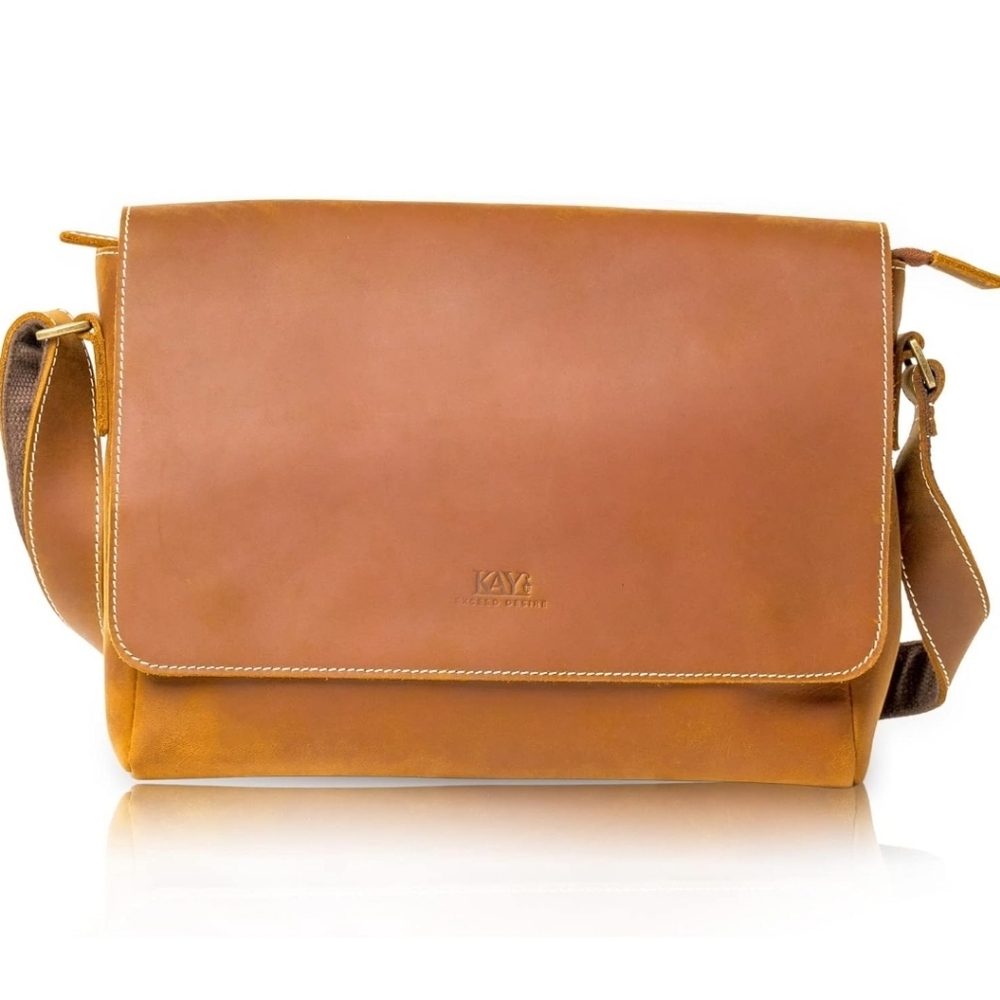 Kay Exceed Desire | NWT 12" Leather Messenger Bag Briefcase Satchel